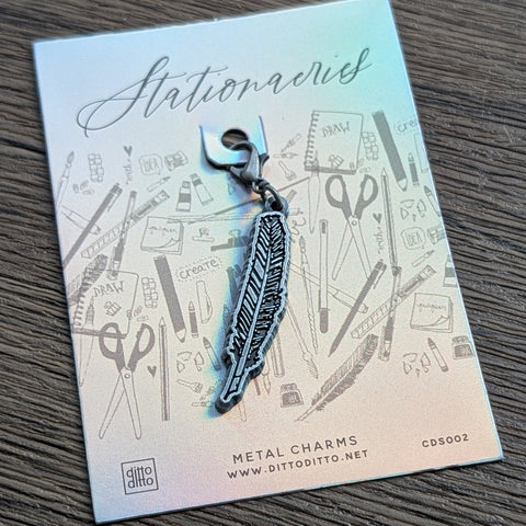 metal charm - feather pen