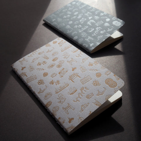 letterpress hong kong pattern notebook - gold