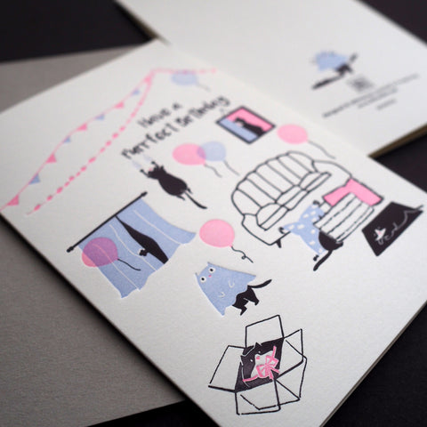 have a purrrfect birthday - letterpress birthday card