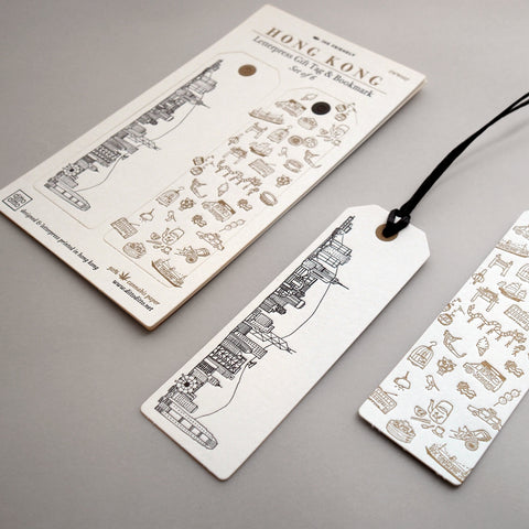 hk letterpress gift tag & bookmark (set of 6)