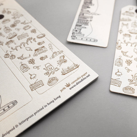 hk letterpress gift tag & bookmark (set of 6)