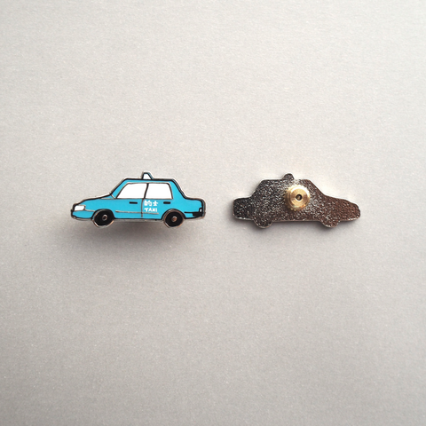 blue taxi enamel pin