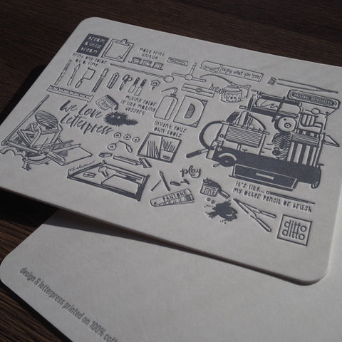 letterpress tools postcard