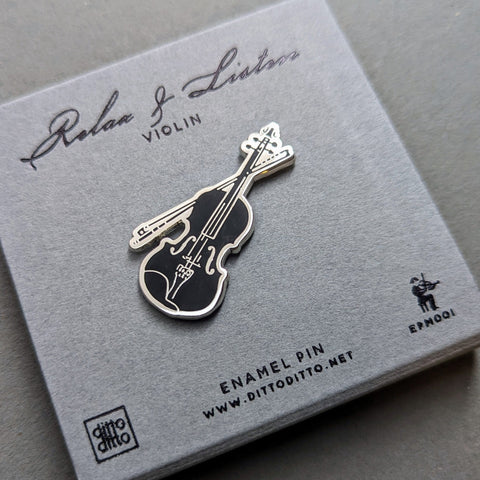 violin enamel pin