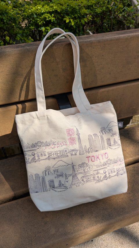 tokyo embroidered tote bag