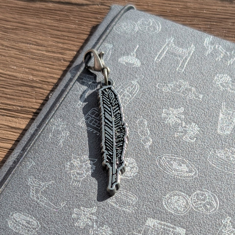metal charm - feather pen