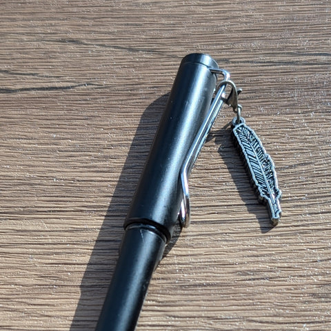 metal charm - feather pen