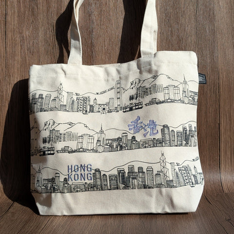 hk embroidered tote bag - canvas