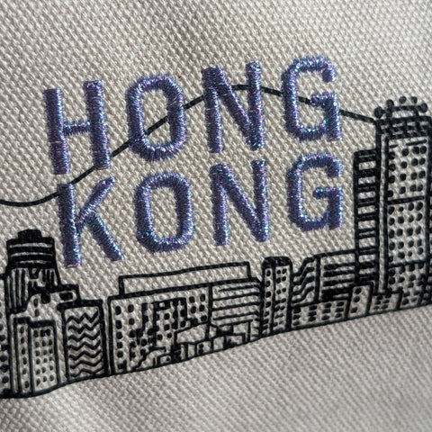 hk embroidered tote bag - canvas