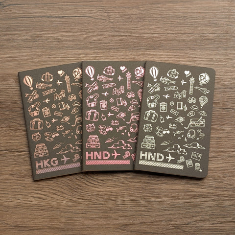 travel - hotfoil HND ✈︎ notebook ( gold )