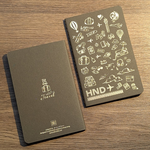 travel - hotfoil HND ✈︎ notebook ( gold )