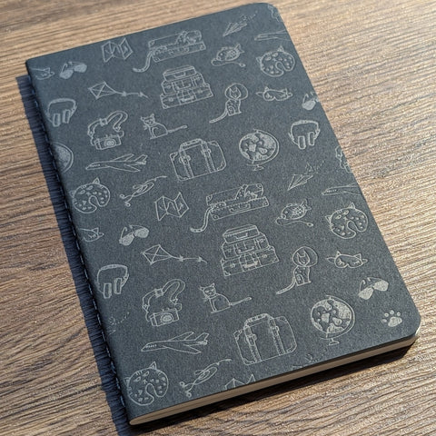 happy paws - letterpress travel cats notebook