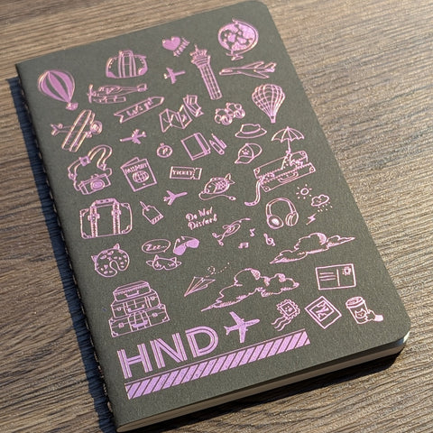 travel - hotfoil HND ✈︎ notebook ( pink )