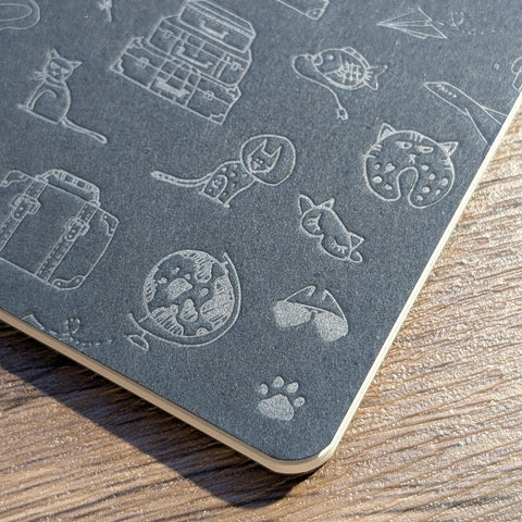 happy paws - letterpress travel cats notebook