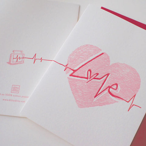 heartbeat - letterpress love card