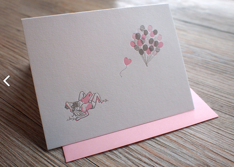 the moment - flying balloons - letterpress love card