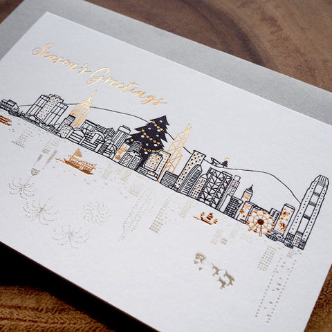 season's greeting from hong kong - letterpress christmas card