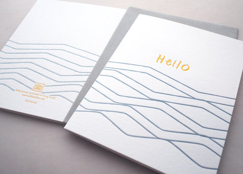 wave hello - letterpress greeting card