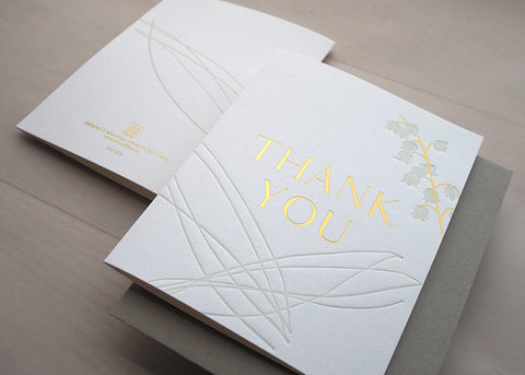 impression - thank you - lily of the valley - letterpress greeting card
