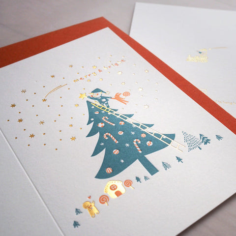catching star - letterpress christmas card