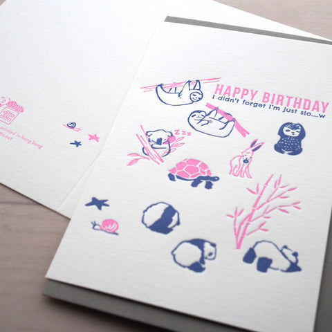 belated happy birthday - letterpress birthday card