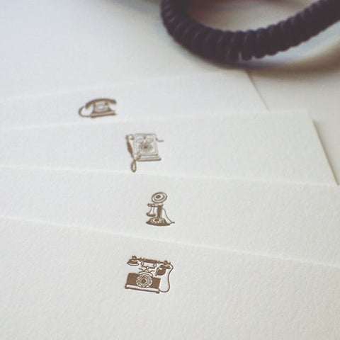 vintage telephone - letterpress notecard (set of 8)