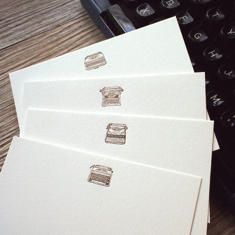 vintage typewriter - letterpress notecard (set of 8)