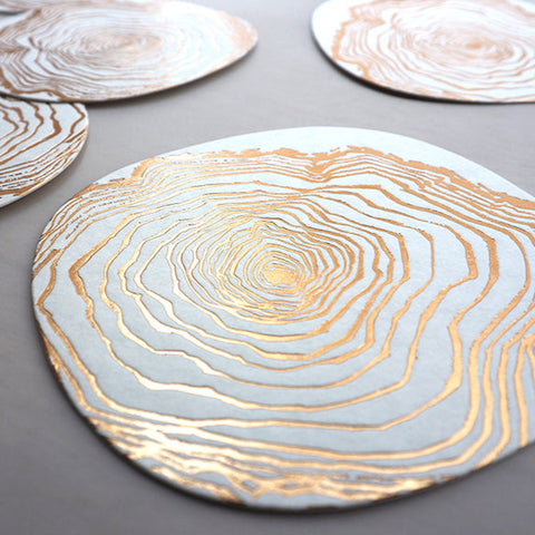 coaster notecard set - wood ring