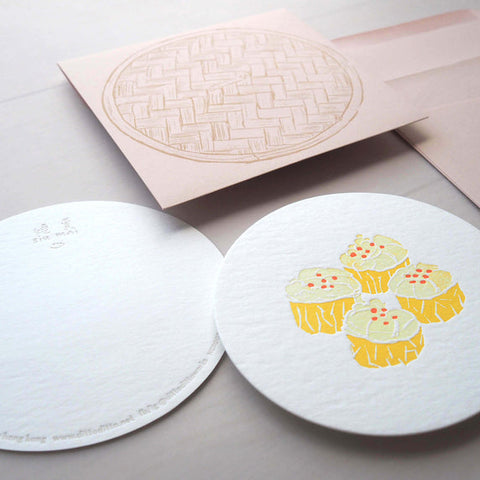 pork dumpling- letterpress notecard