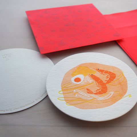 laksa - letterpress notecard
