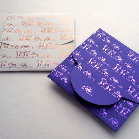 cow - mini envelope set of 6 (3 colors / 2 x each color)