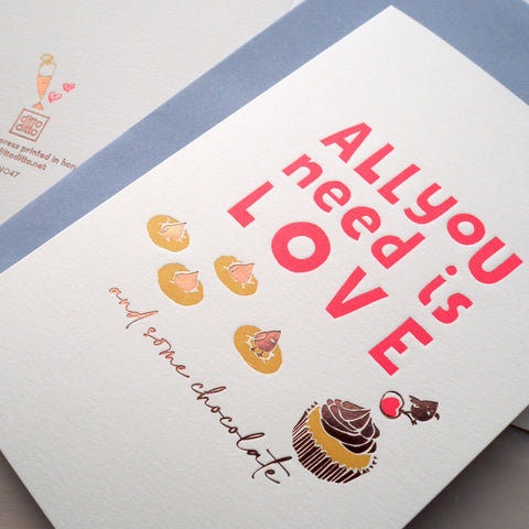 all you need is love - letterpress love card