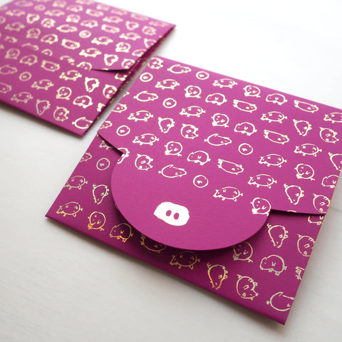 pig - mini envelope set of 6 (2 colors / 3 x each color)
