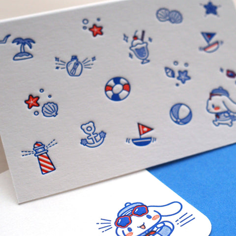 sanrio pattern card - cinnamoroll - letterpress mini card