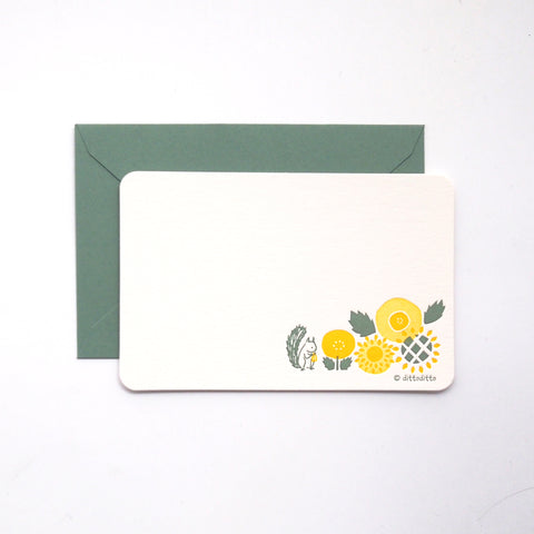 squirrel and sunflower - letterpress mini card