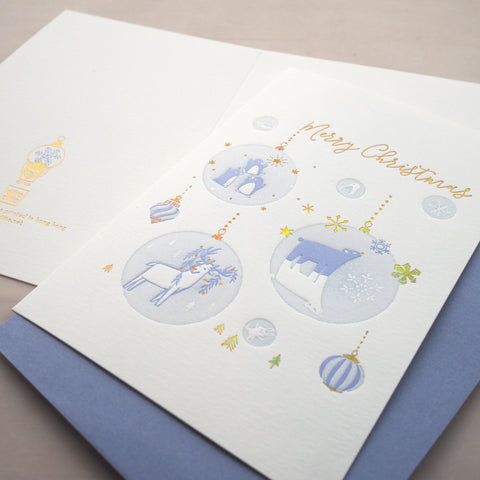 nordic animal ornament - letterpress christmas card