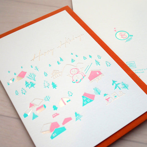 marshmallow snowman - letterpress christmas card