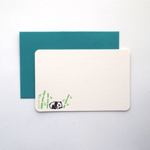 panda & bamboo - letterpress mini card