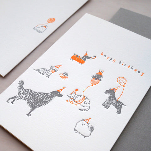 birthday dogs - letterpress card