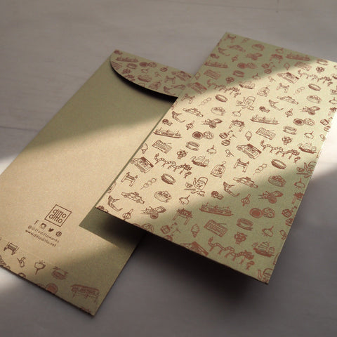 hong kong pattern envelope (set of 6) - gold