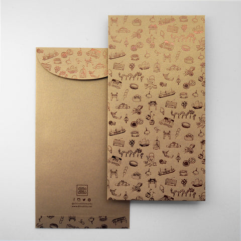 hong kong pattern envelope (set of 6) - gold