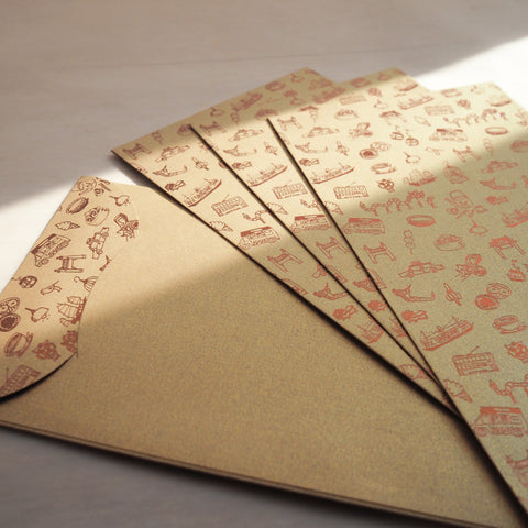 hong kong pattern envelope (set of 6) - gold