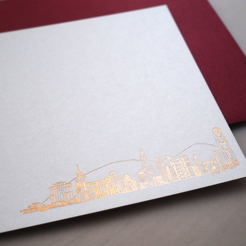 christmas special foil-edged notecard D hk skyline (set of 10)