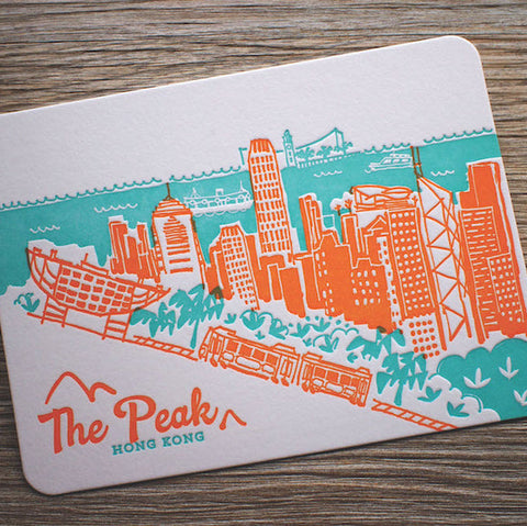 the peak - letterpress postcard