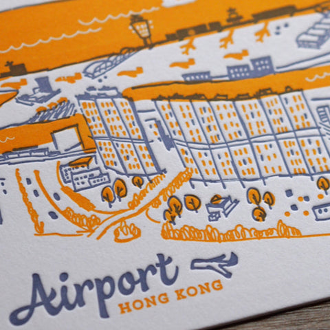 airport - letterpress postcard