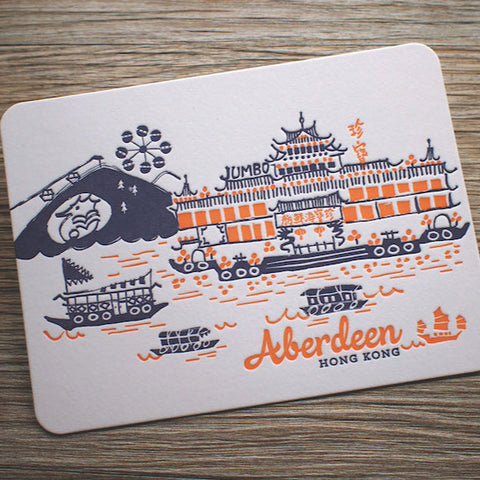 aberdeen - letterpress postcard