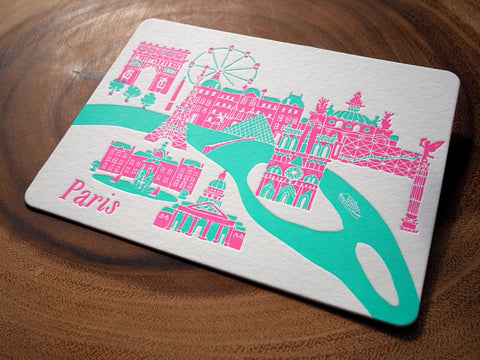 paris - letterpress postcard