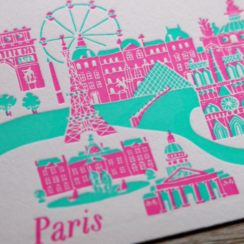 paris - letterpress postcard