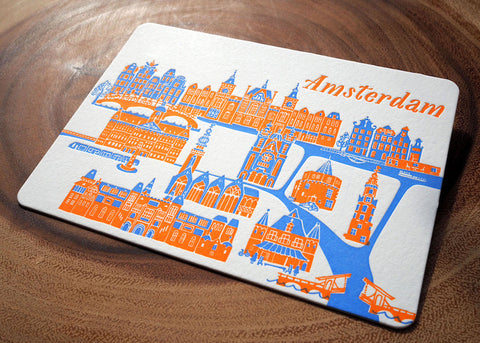 amsterdam - letterpress postcard