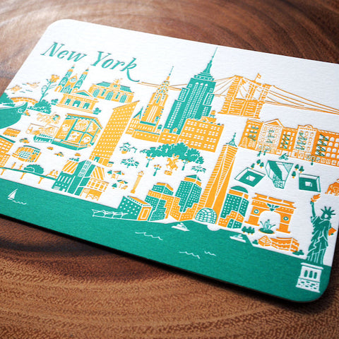 new york - letterpress postcard